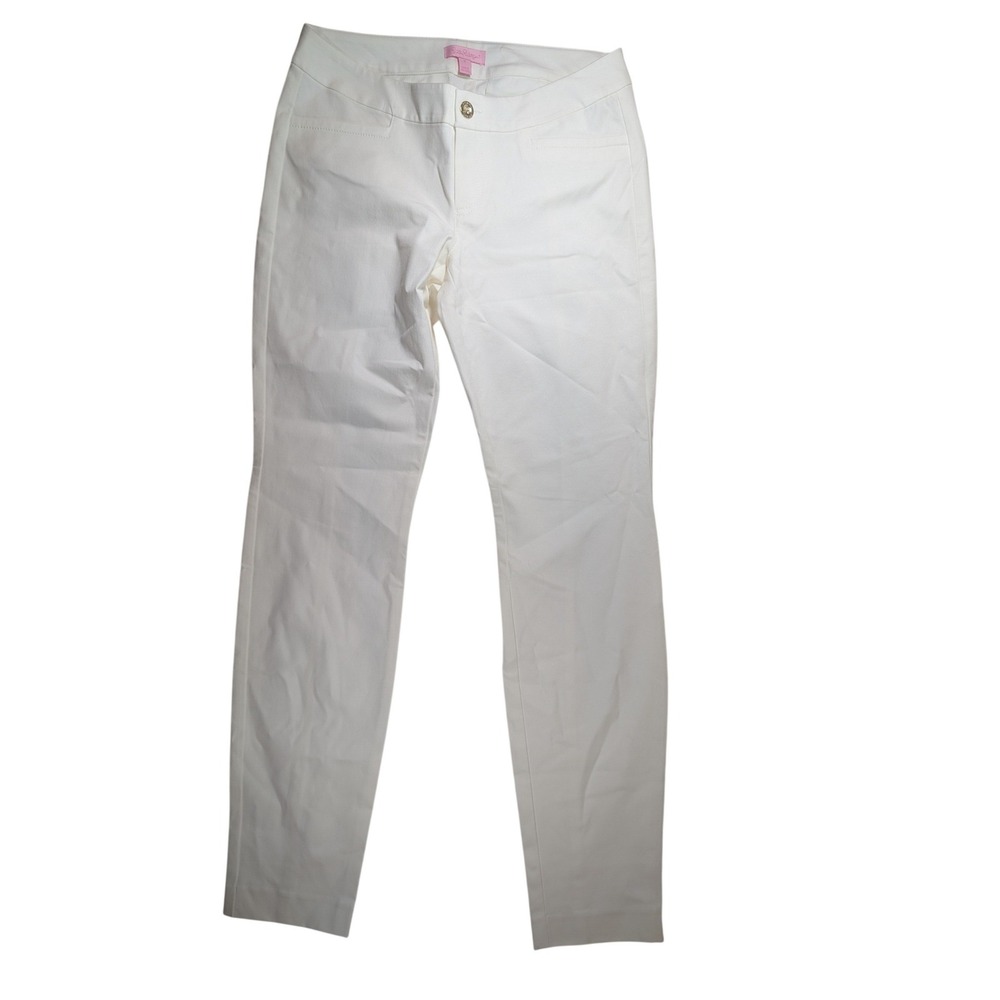 Lilly Pulitzer Kelly Skinny Ankle‎ Pants Womens 6 White Cotton Blend Stretch
